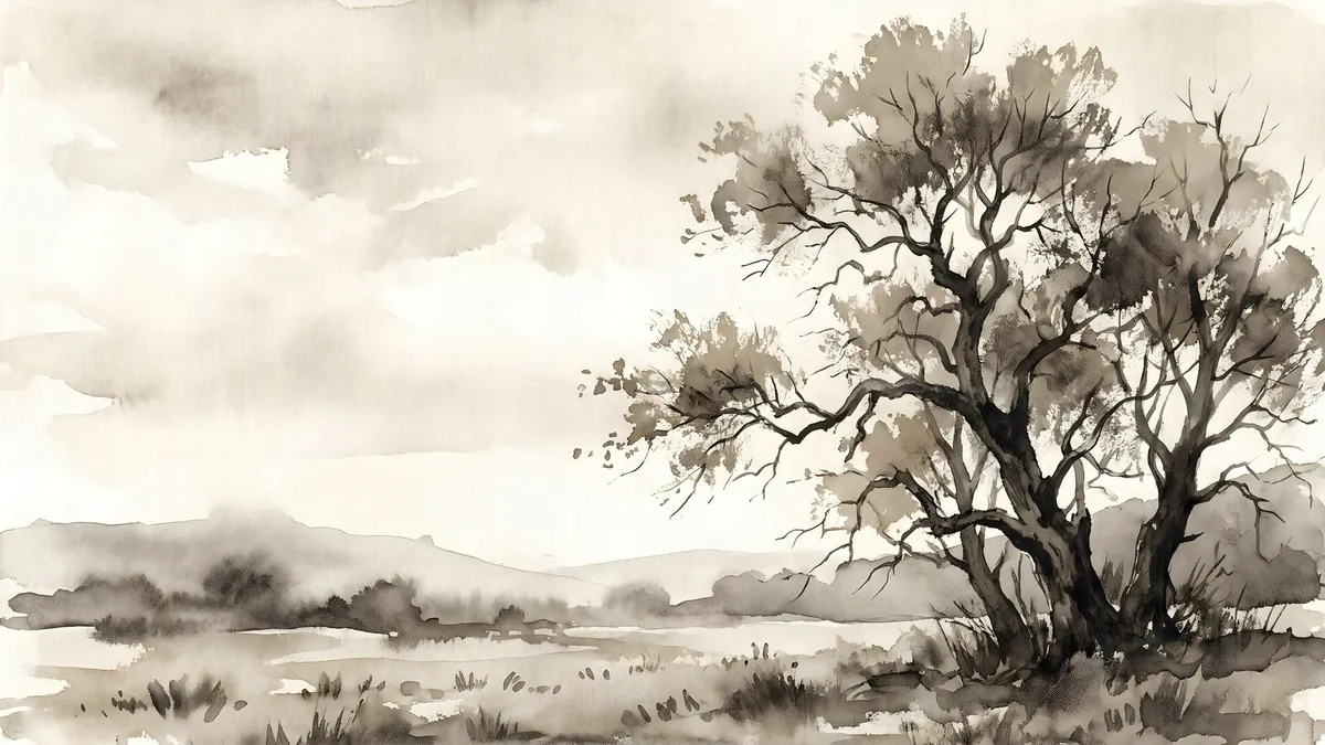 Minimalist Watercolor Tree shown on your frame