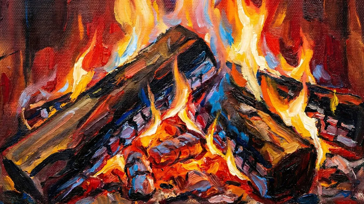 Cozy Fireplace shown on your frame