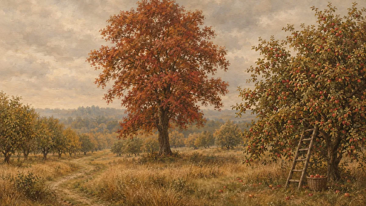 Autumn Apple Orchard shown on your frame