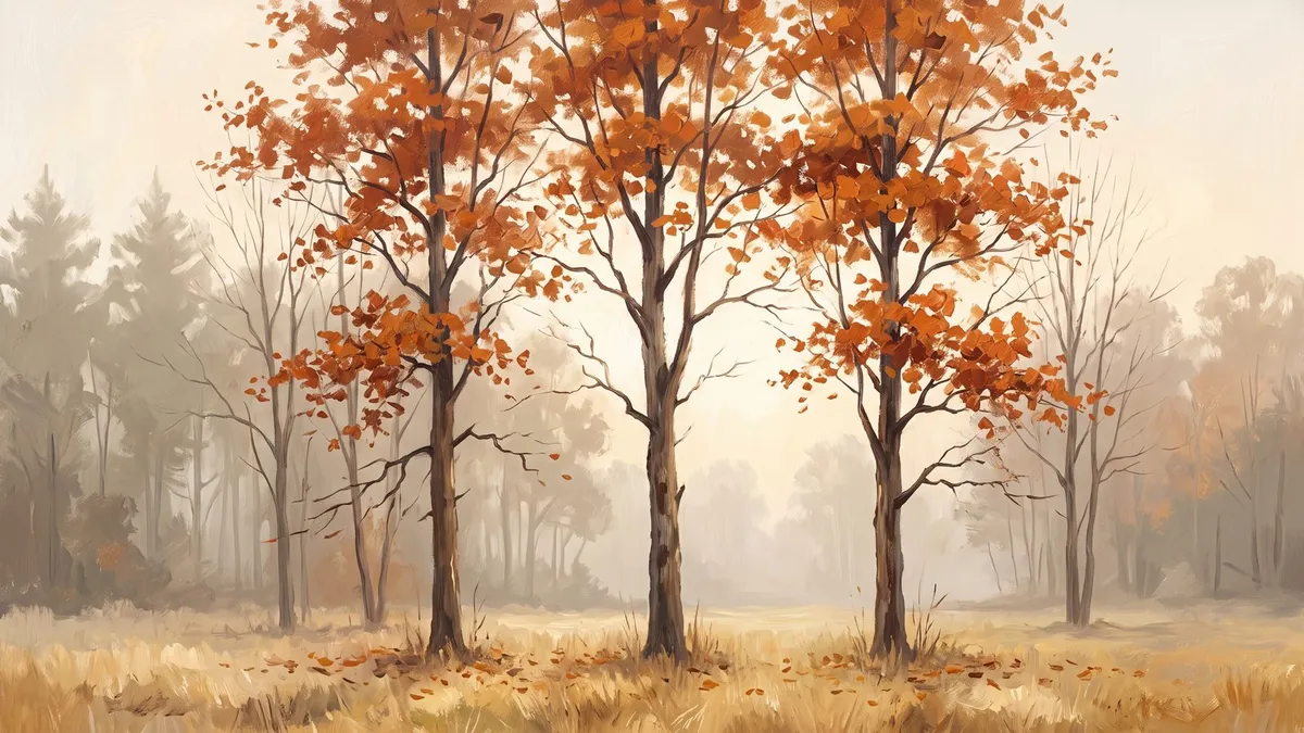 Misty Autumn Forest shown on your frame