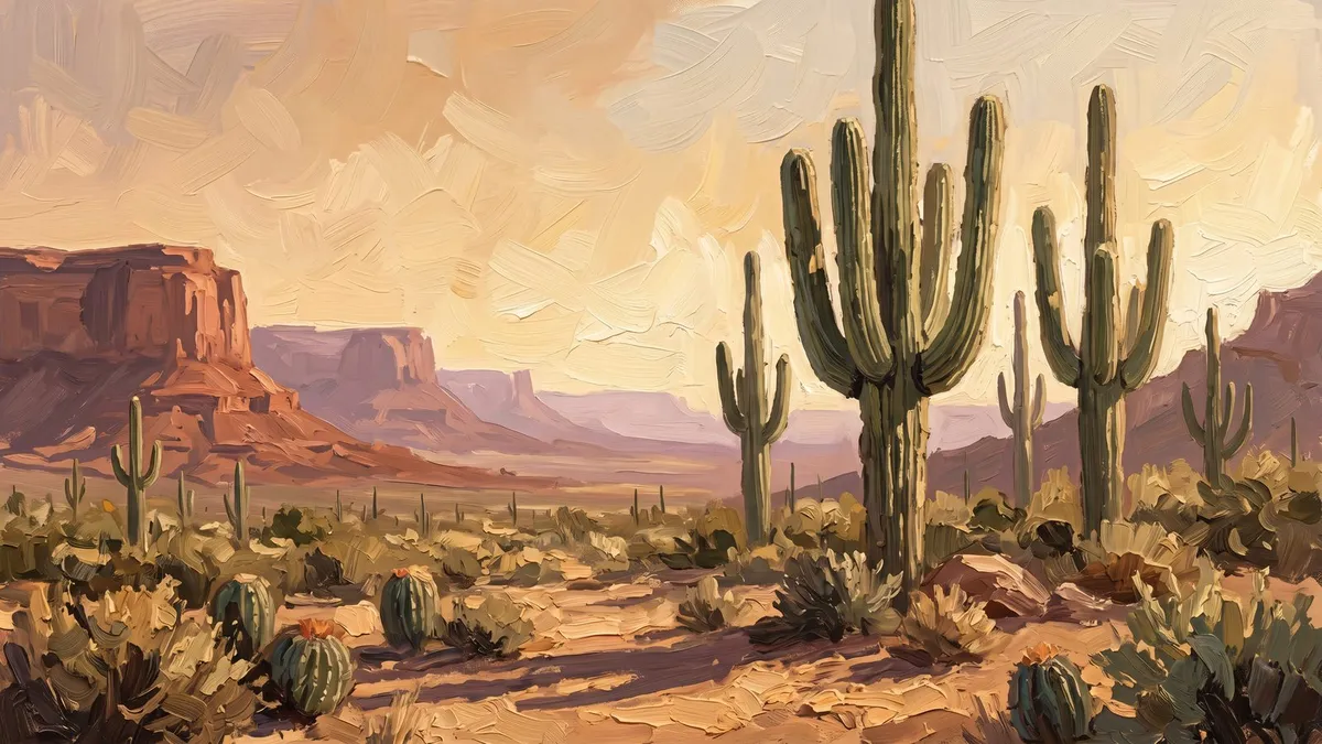Textured Saguaro Cactus Desert shown on your frame
