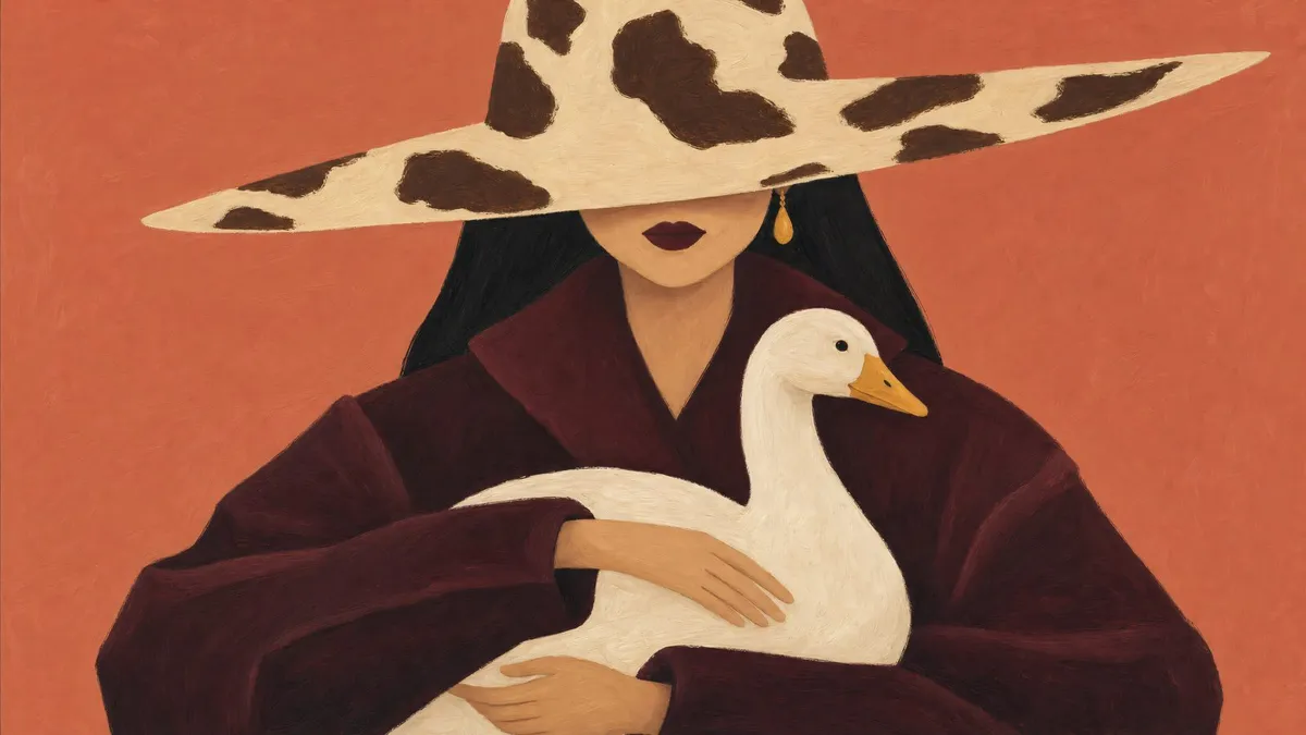 Woman With Goose Portrait shown on your frame