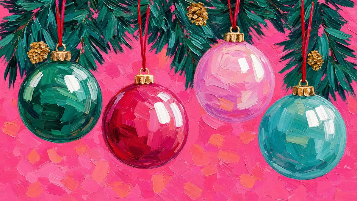 Painterly Christmas Ornaments shown on your frame