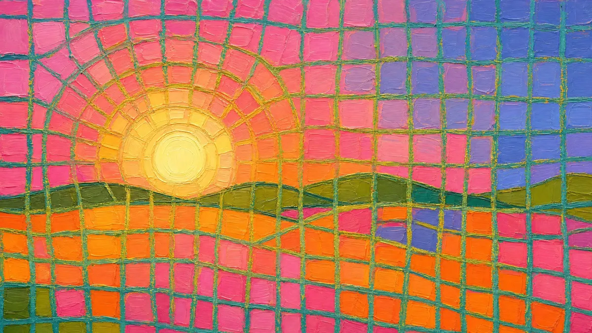 Mosaic Grid Sunset Hills shown on your frame