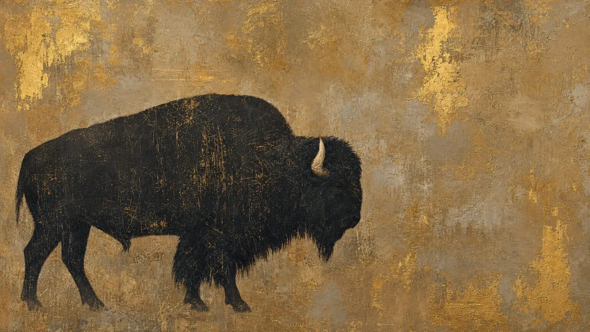 Rustic Gold Bison Silhouette shown on your frame