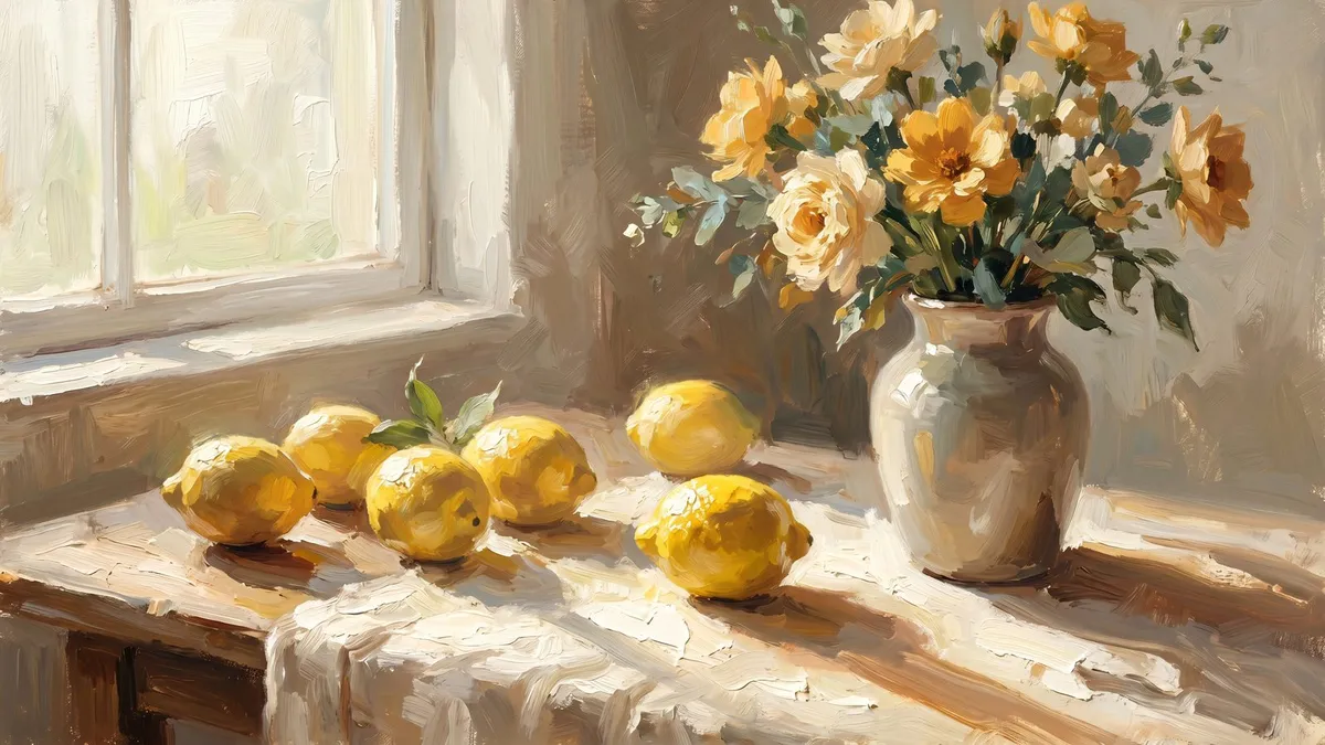 Sunlit Kitchen Lemons shown on your frame