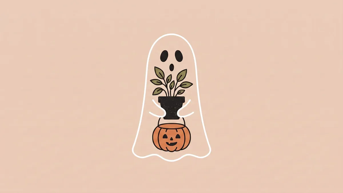 Ghost Potted Plant Boho shown on your frame