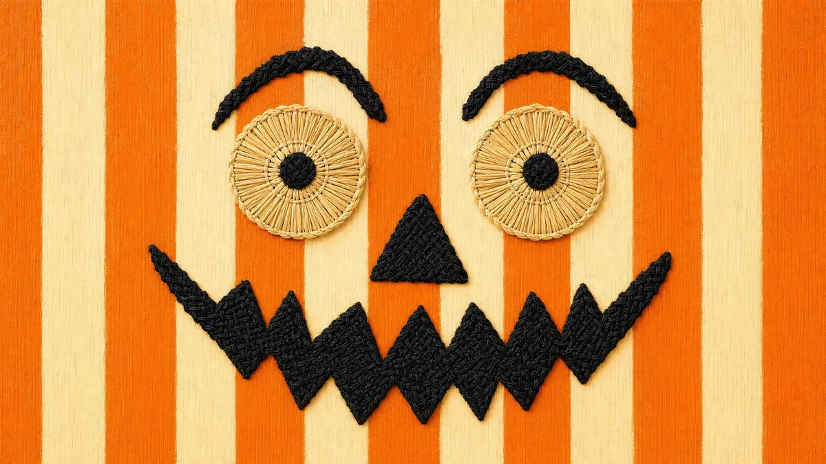 Striped Jack O Lantern Applique shown on your frame