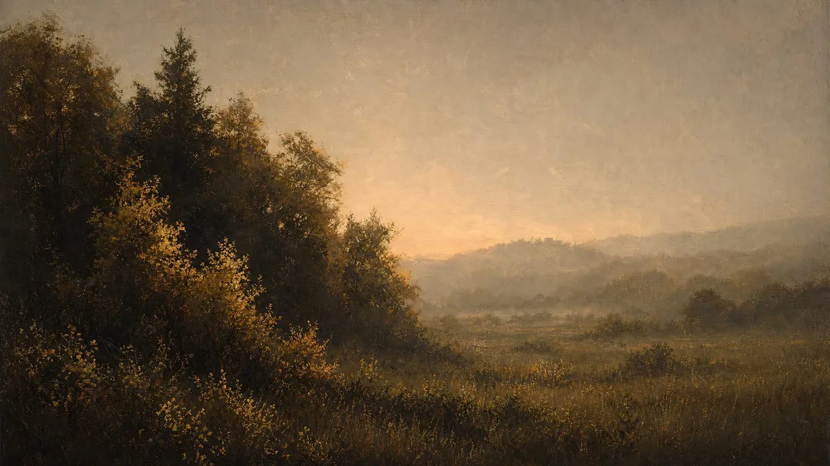 Moody Golden Autumn Treeline shown on your frame