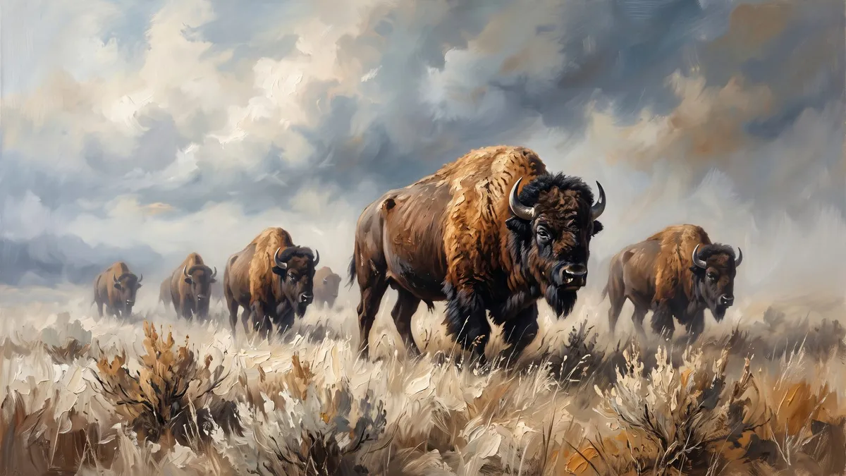 American Bison Herd shown on your frame