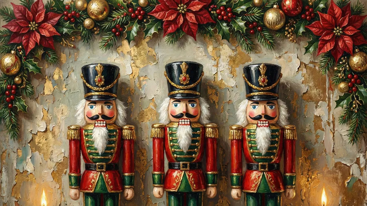 Nutcracker Christmas Garland Poinsettia shown on your frame
