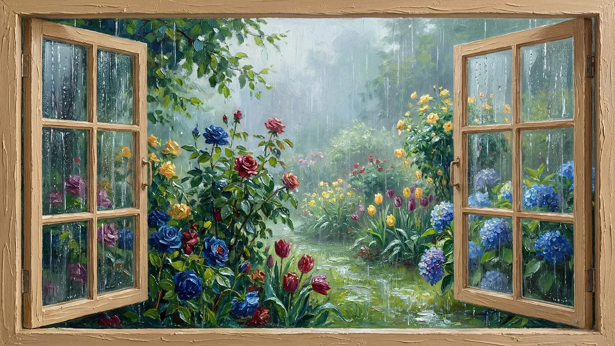 Rainy Garden Window shown on your frame