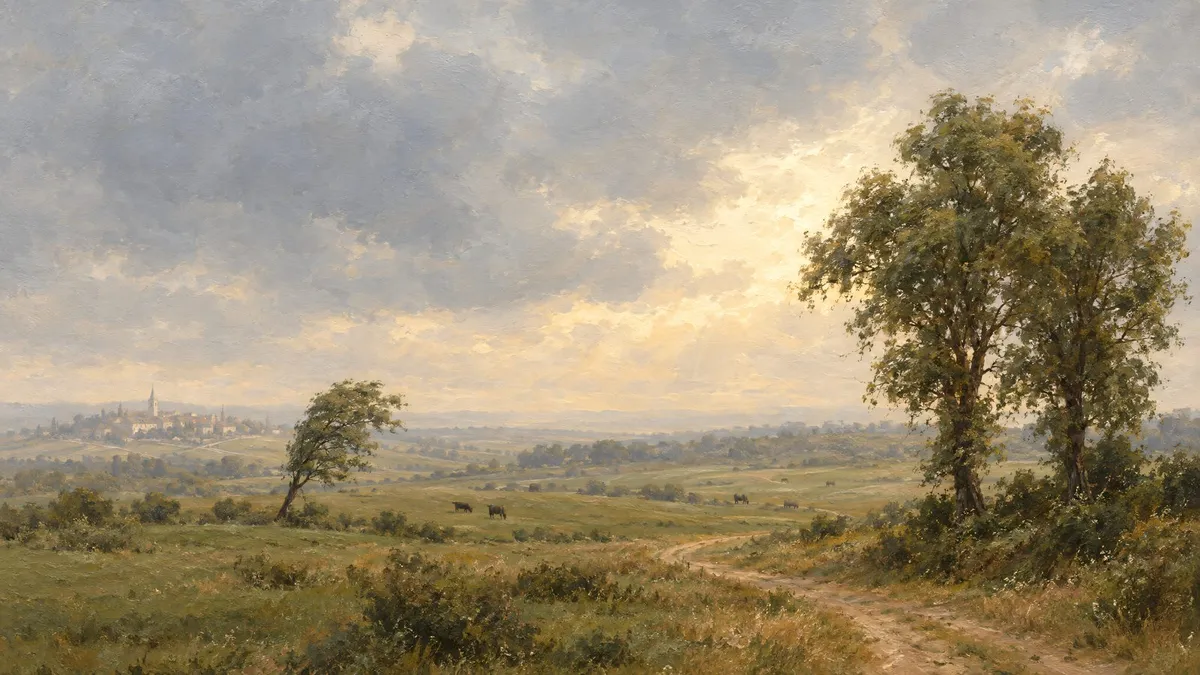 Hazy Pastoral Landscape shown on your frame