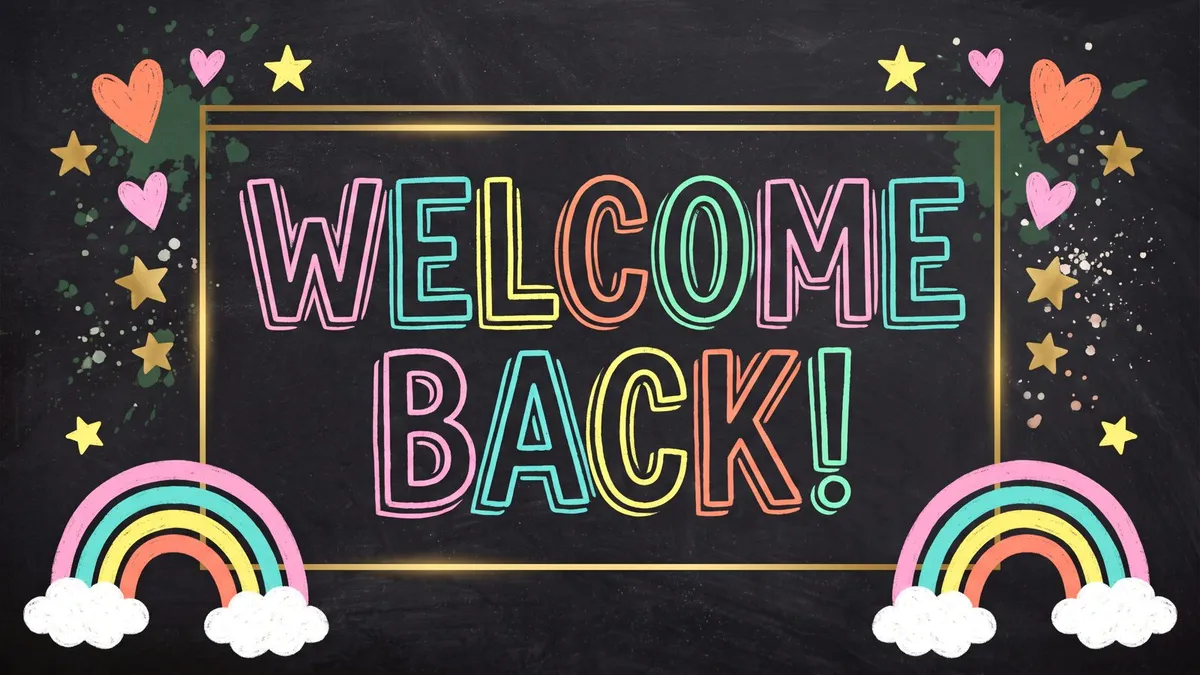 Welcome Back Chalkboard Typography shown on your frame