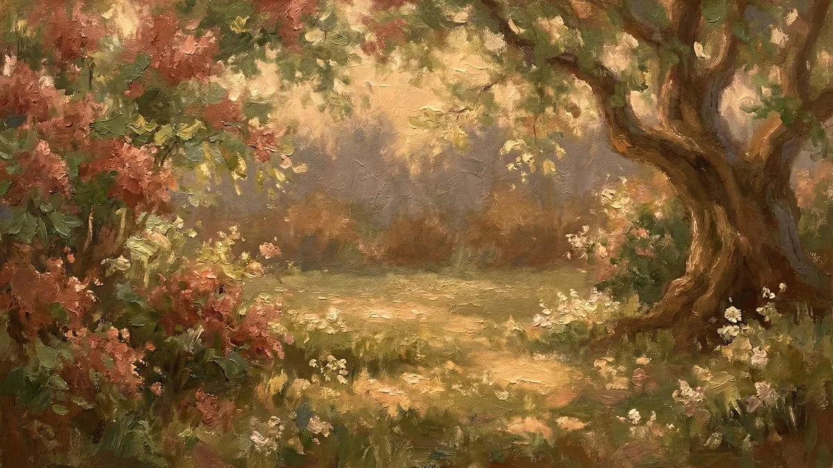 Vintage Spring Forest Glade shown on your frame