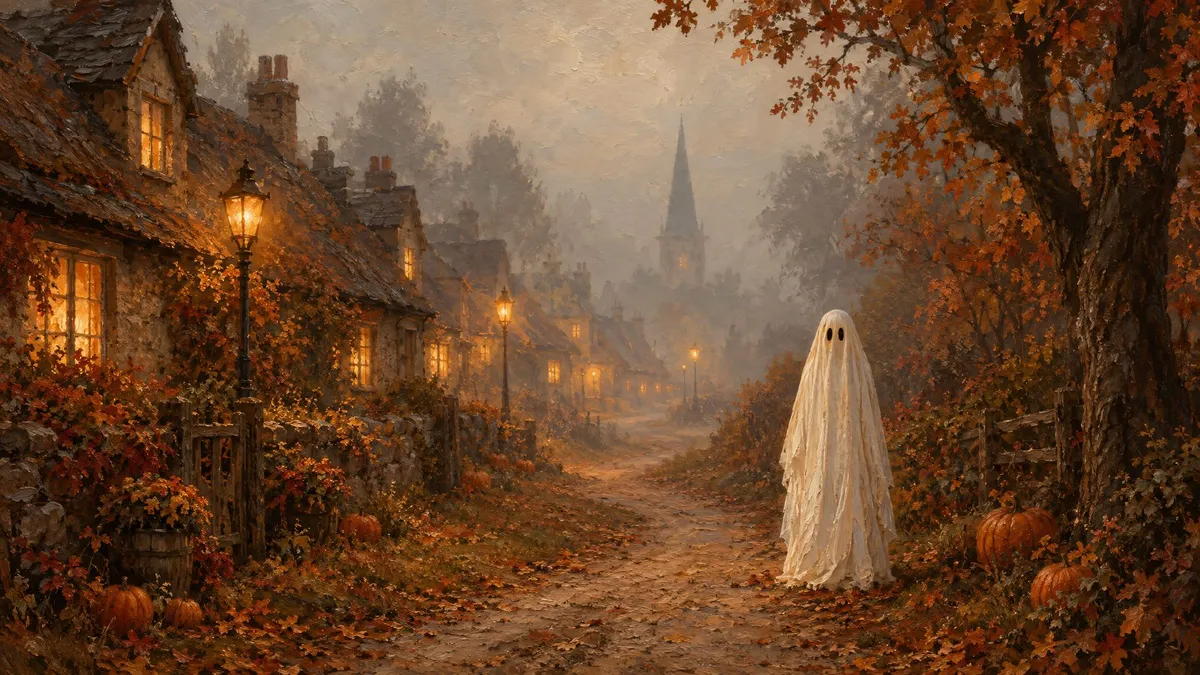 Ghost In Autumn Village shown on your frame