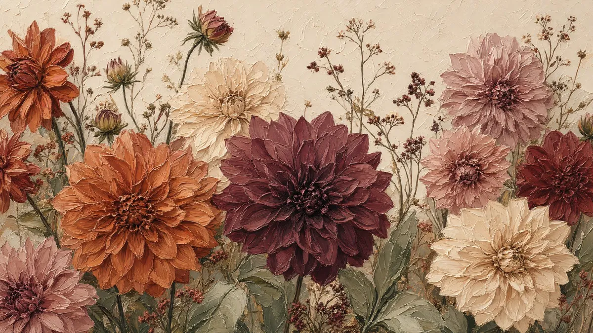 Autumn Dahlia Garden shown on your frame
