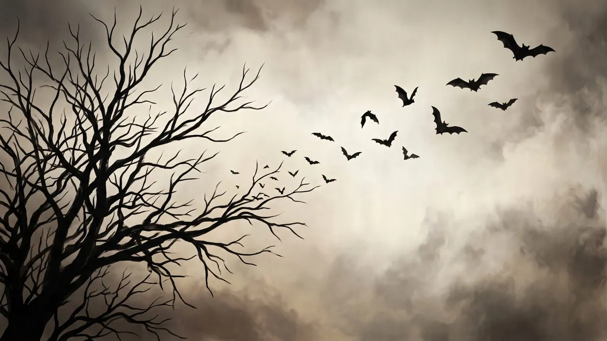 Gothic Bats Winter Tree shown on your frame