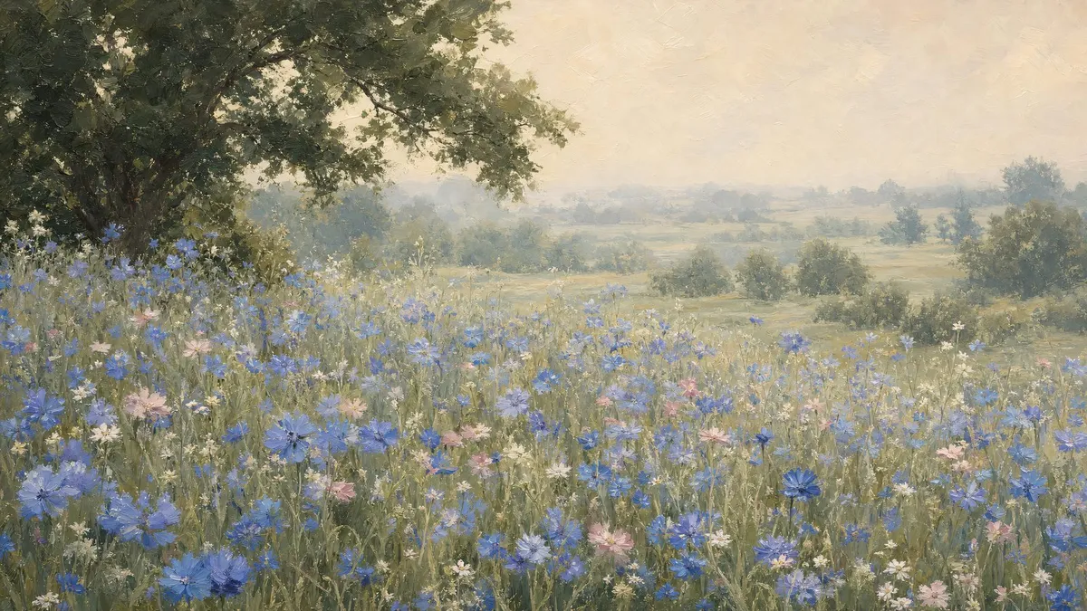 Blue Wildflower Field shown on your frame