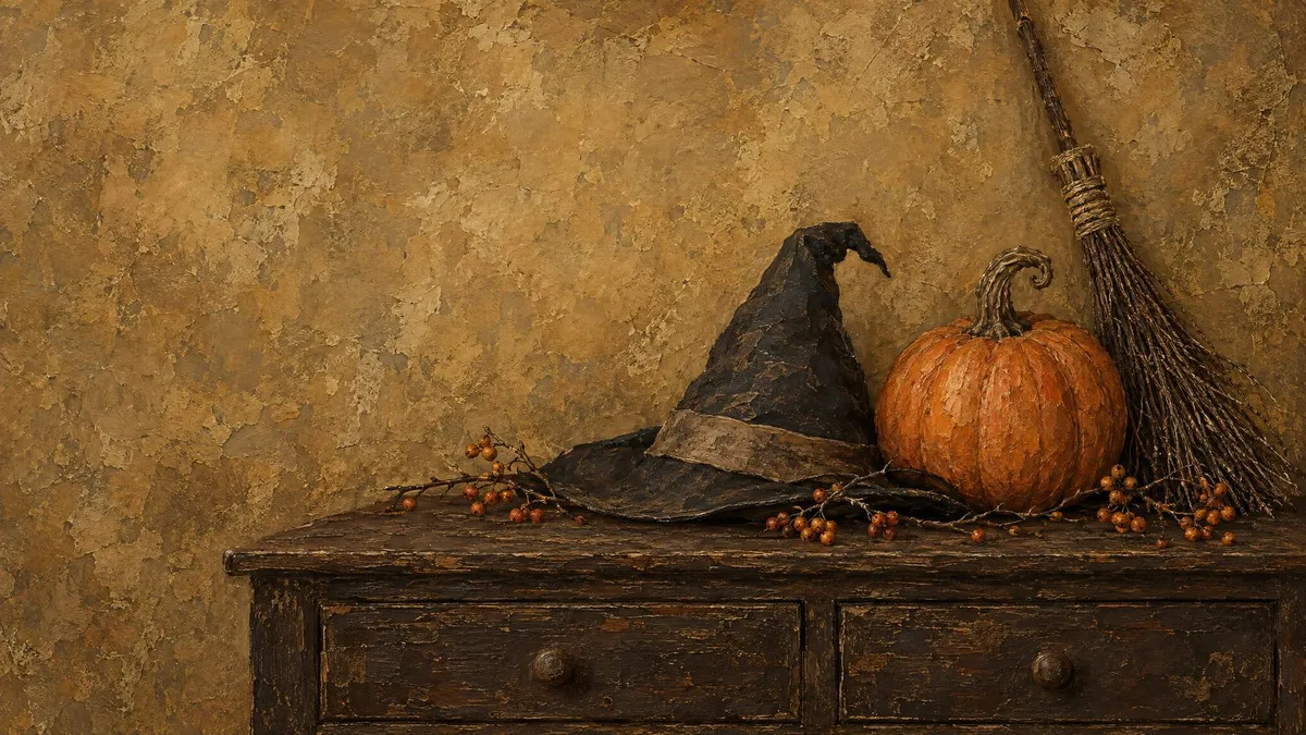 Witch Hat Pumpkin Still Life shown on your frame
