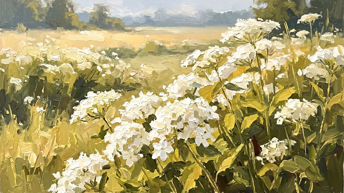 White Wildflower Meadow shown on your frame
