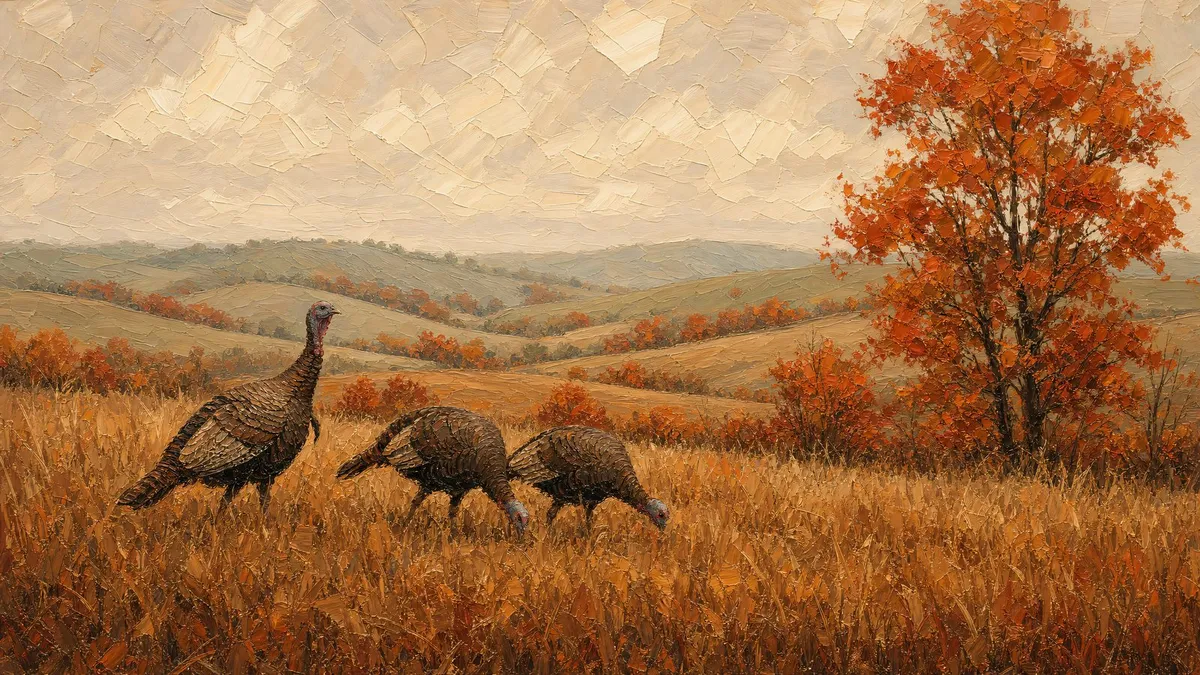 Wild Turkeys Autumn Field shown on your frame