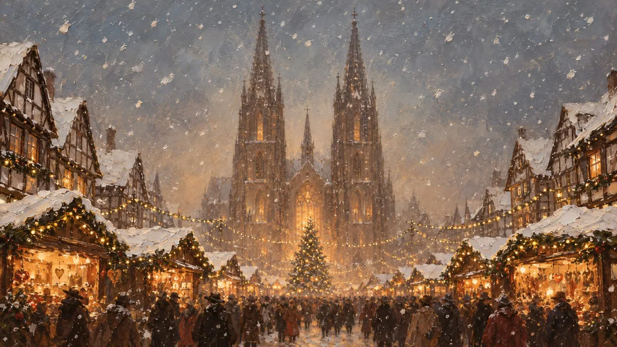 European Christmas Market shown on your frame