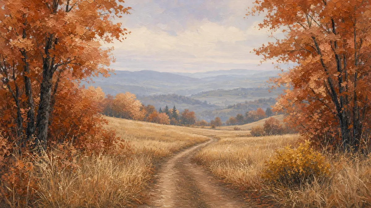Autumn Country Path shown on your frame