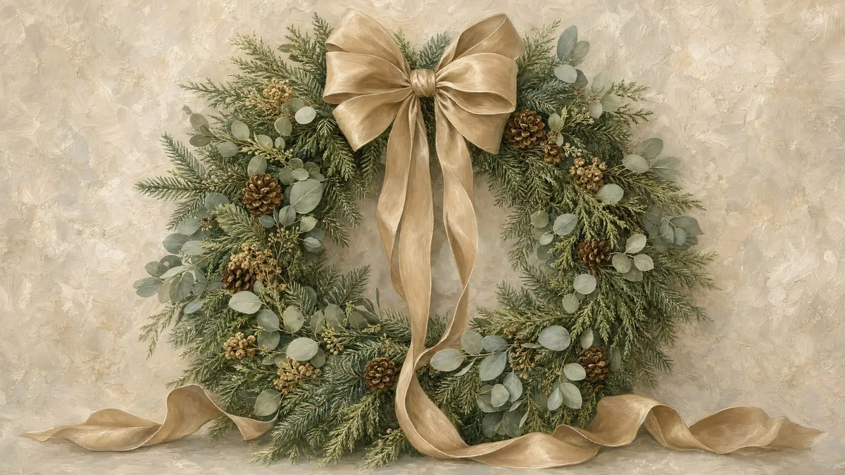 Neutral Christmas Wreath shown on your frame