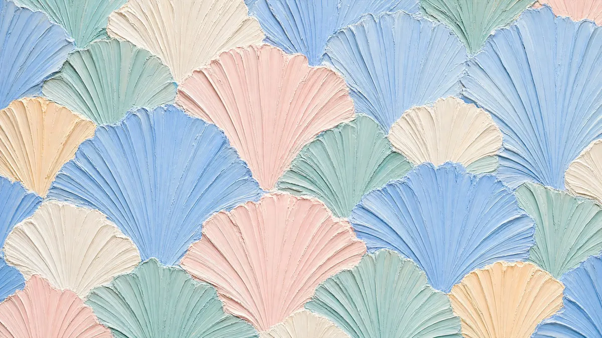 Pastel Scallop Shell Fans shown on your frame