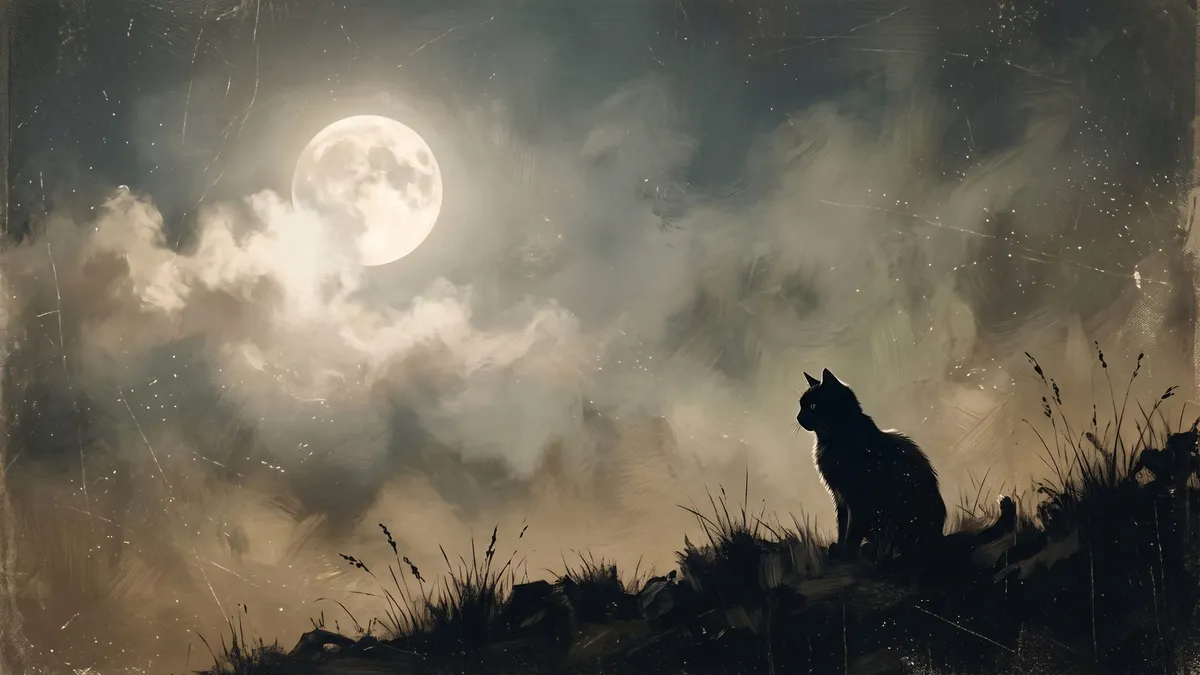 Moody Black Cat Silhouette shown on your frame