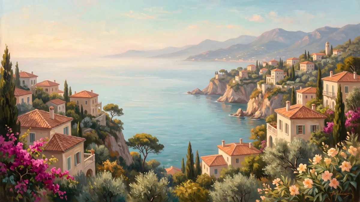 Vintage Amalfi Coast Landscape shown on your frame