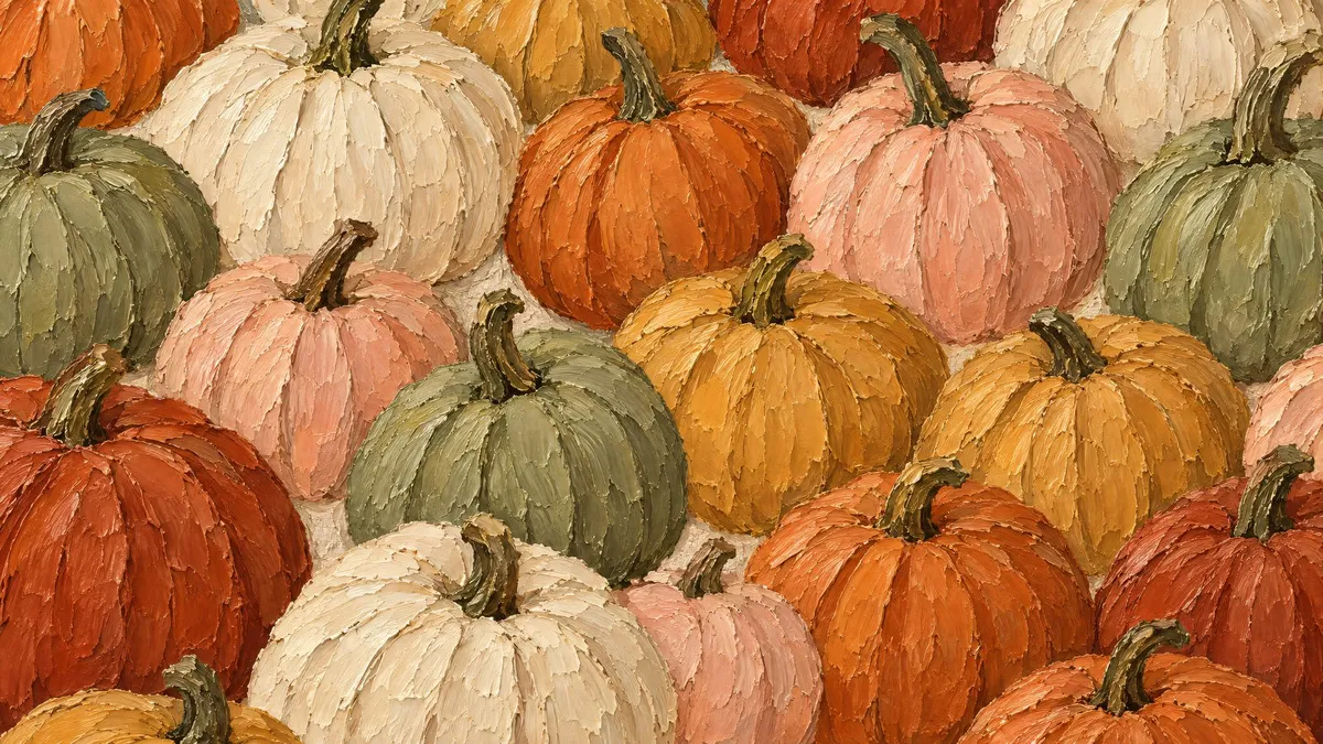 Textured Impasto Pumpkin Mosaic shown on your frame