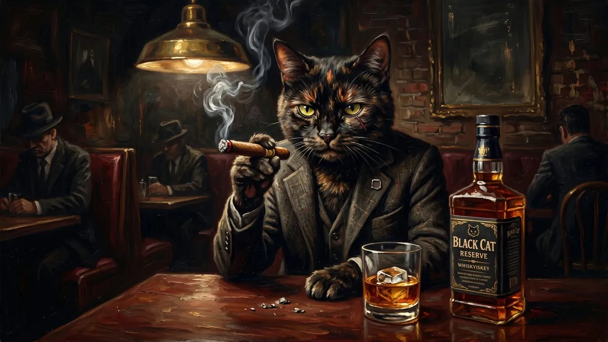 Speakeasy Mobster Cat shown on your frame