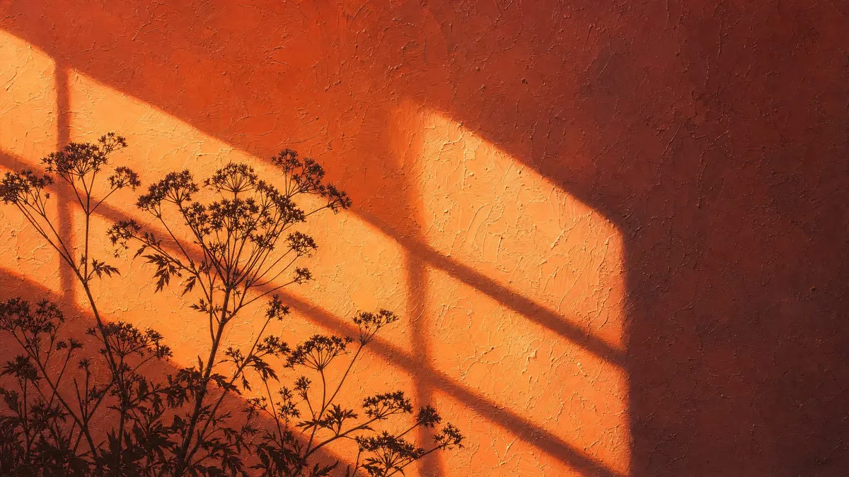 Terracotta Sunlight Botanical Silhouette shown on your frame