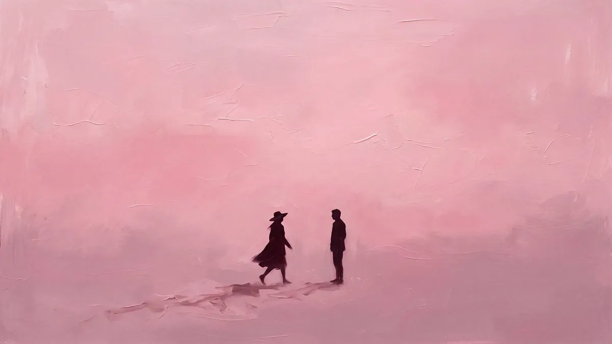 Two Figures Rose Mist shown on your frame