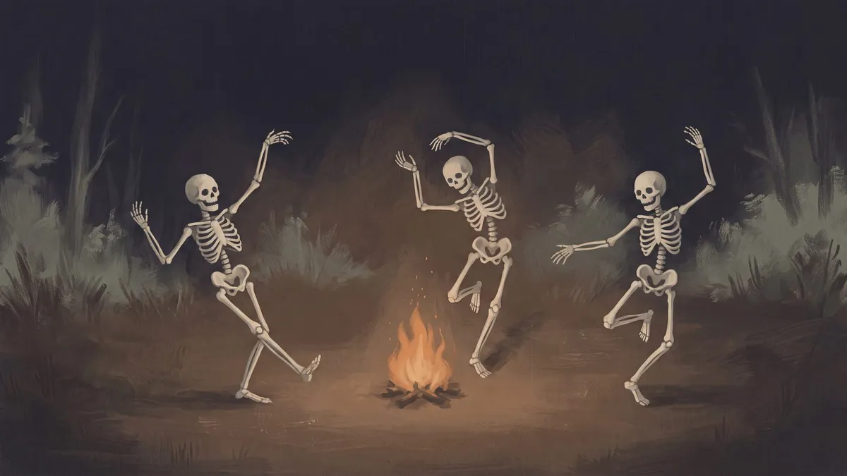 Dancing Skeletons Bonfire shown on your frame