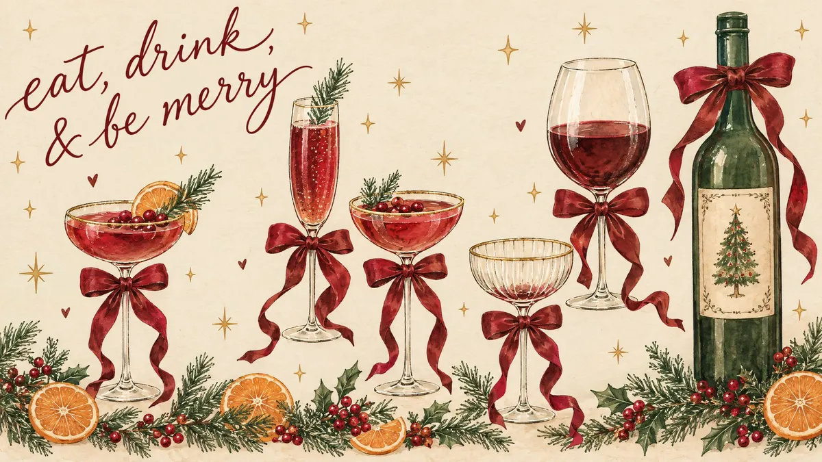 Christmas Cocktail Ribbons shown on your frame