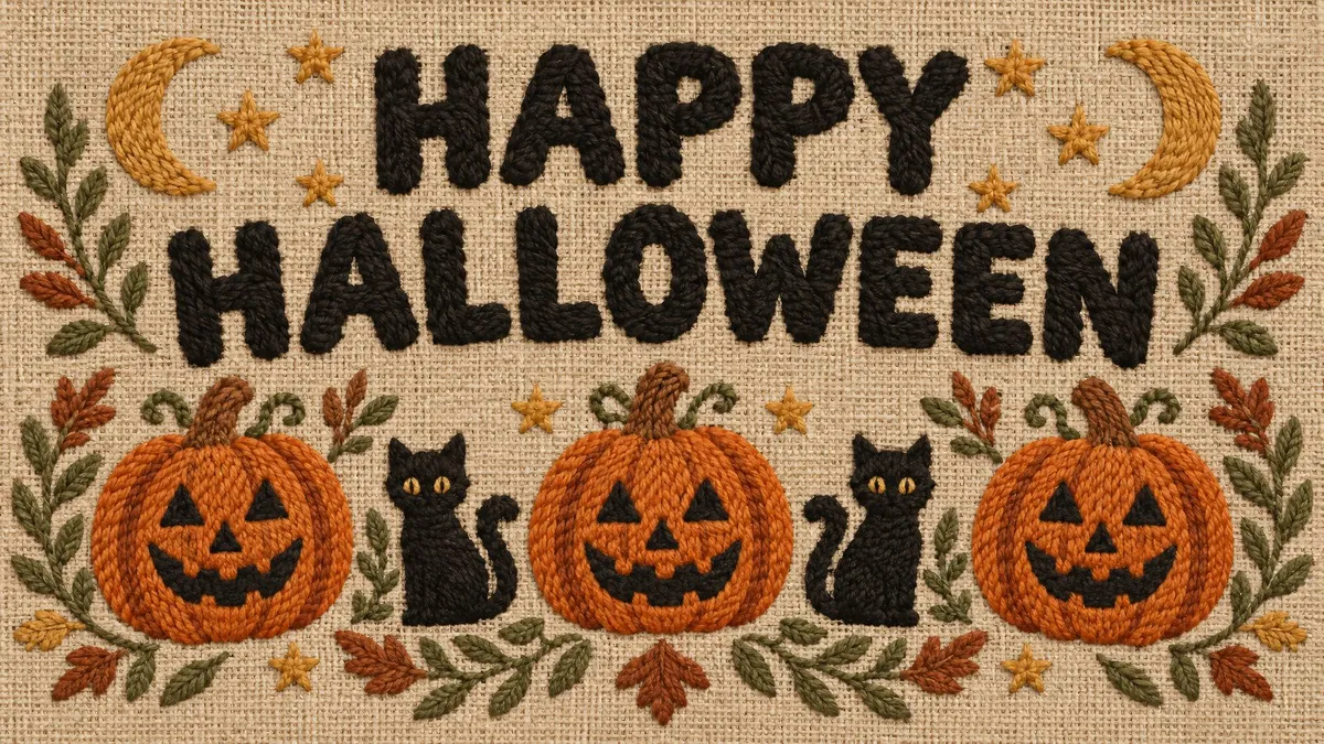 Happy Halloween Embroidery shown on your frame