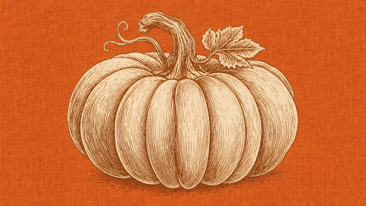 Antique Pumpkin Linocut shown on your frame
