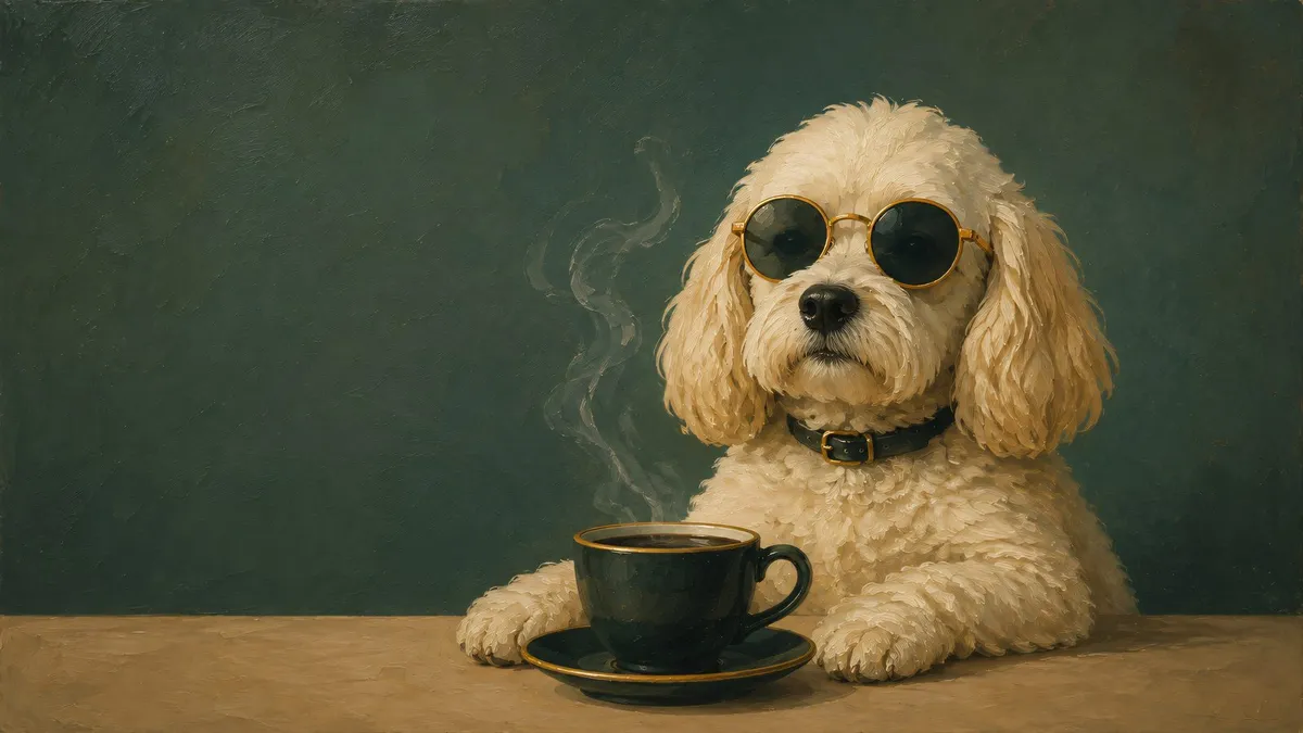 Poodle Coffee shown on your frame