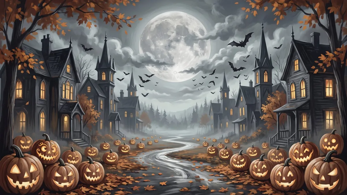 Haunted Village Pumpkin Patch shown on your frame