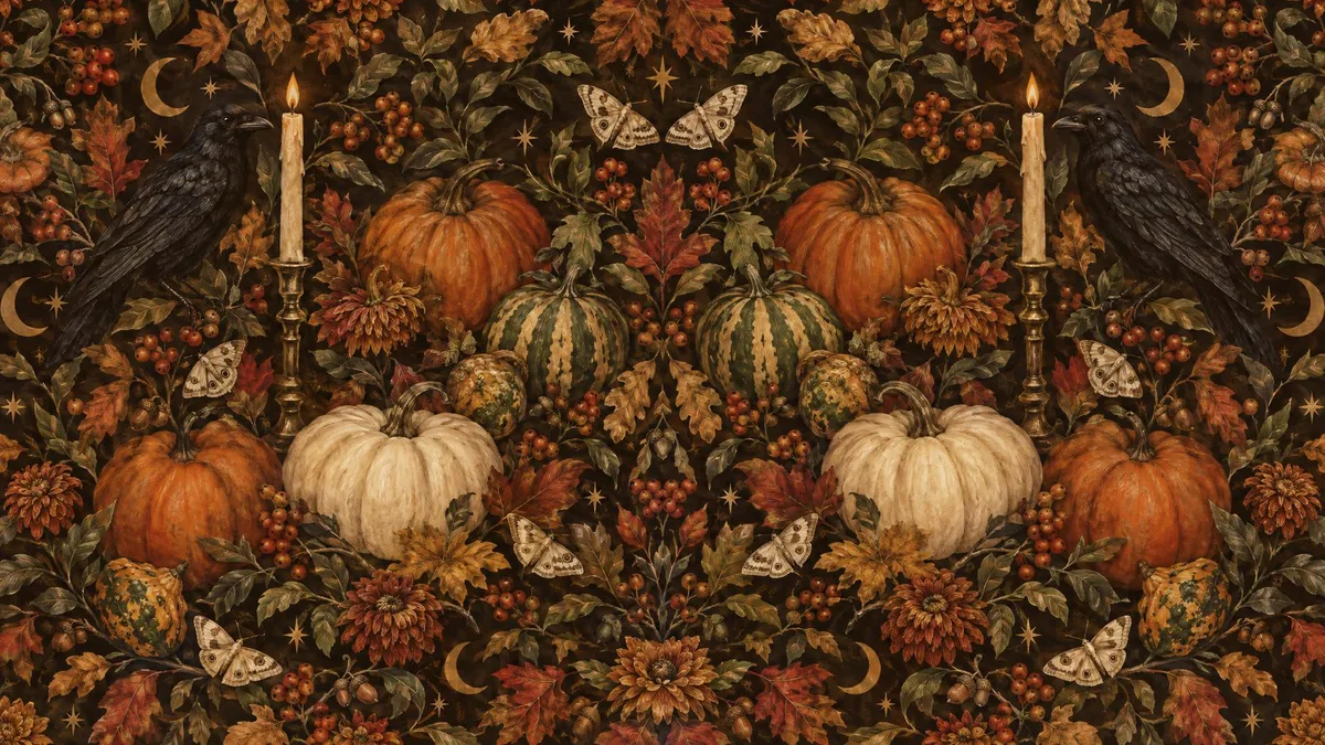 Gothic Halloween Pumpkin Garden shown on your frame
