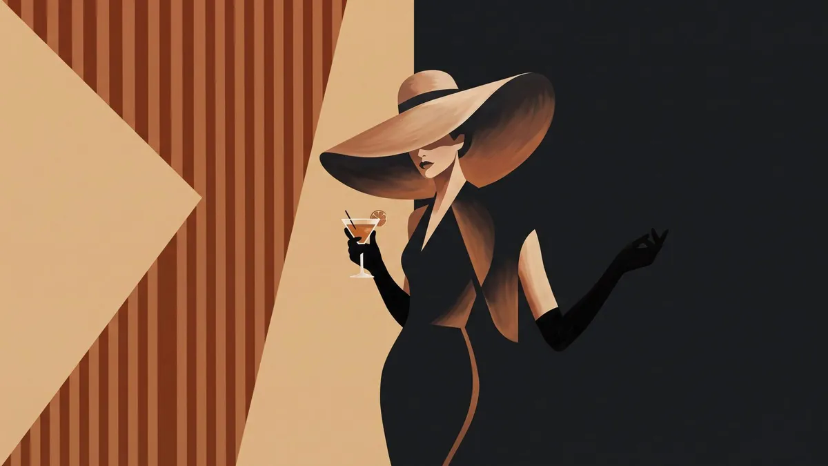 Retro Glam Cocktail Silhouette shown on your frame
