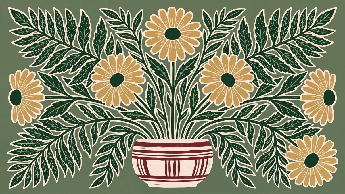 Sage Folk Daisy Bouquet shown on your frame