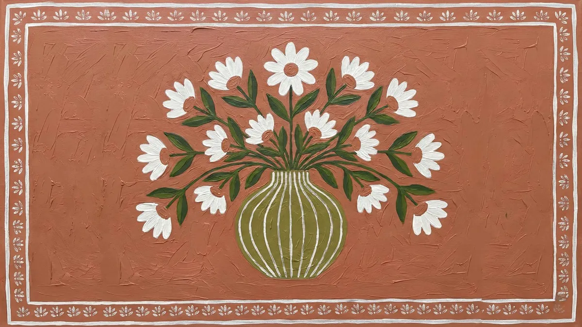 Terracotta Boho Floral shown on your frame
