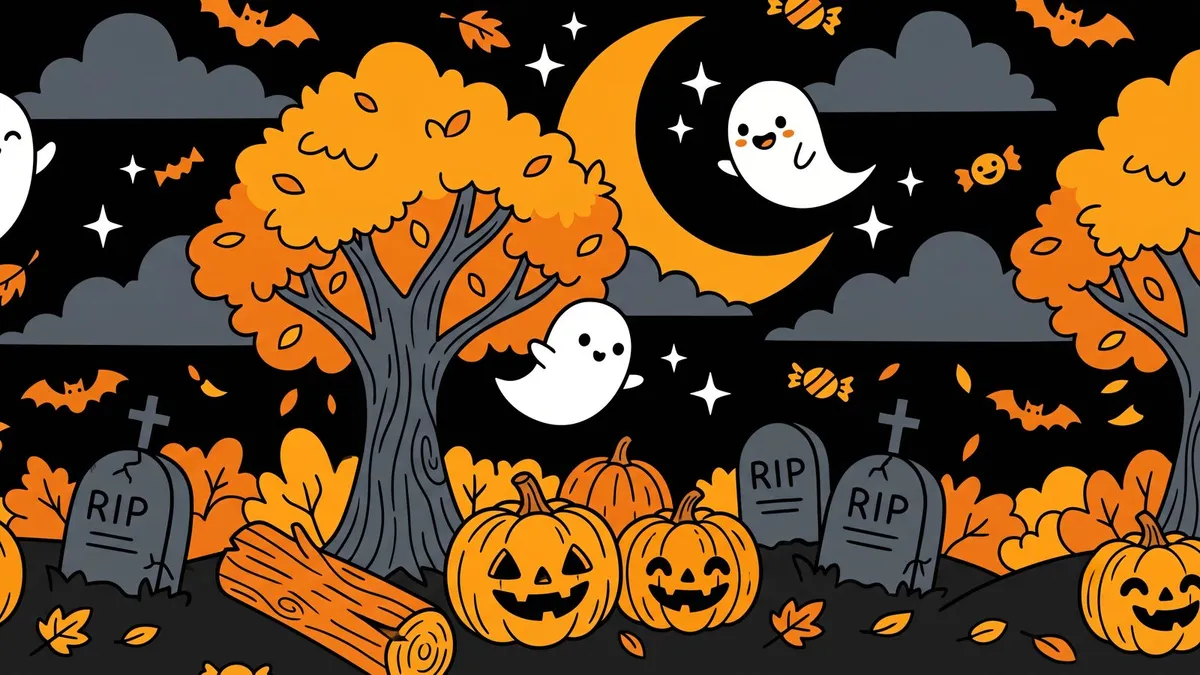 Funny Ghost Pumpkin Landscape shown on your frame