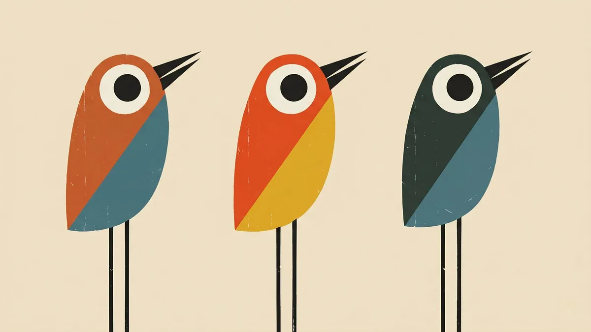Mid Century Minimalist Birds shown on your frame