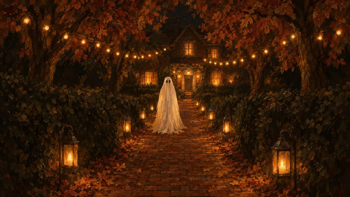 Halloween Ghost Lantern Path shown on your frame