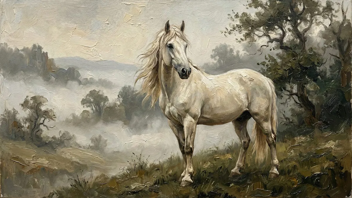 Majestic White Horse shown on your frame